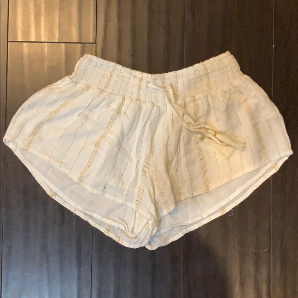 Cream and gold beach shorts